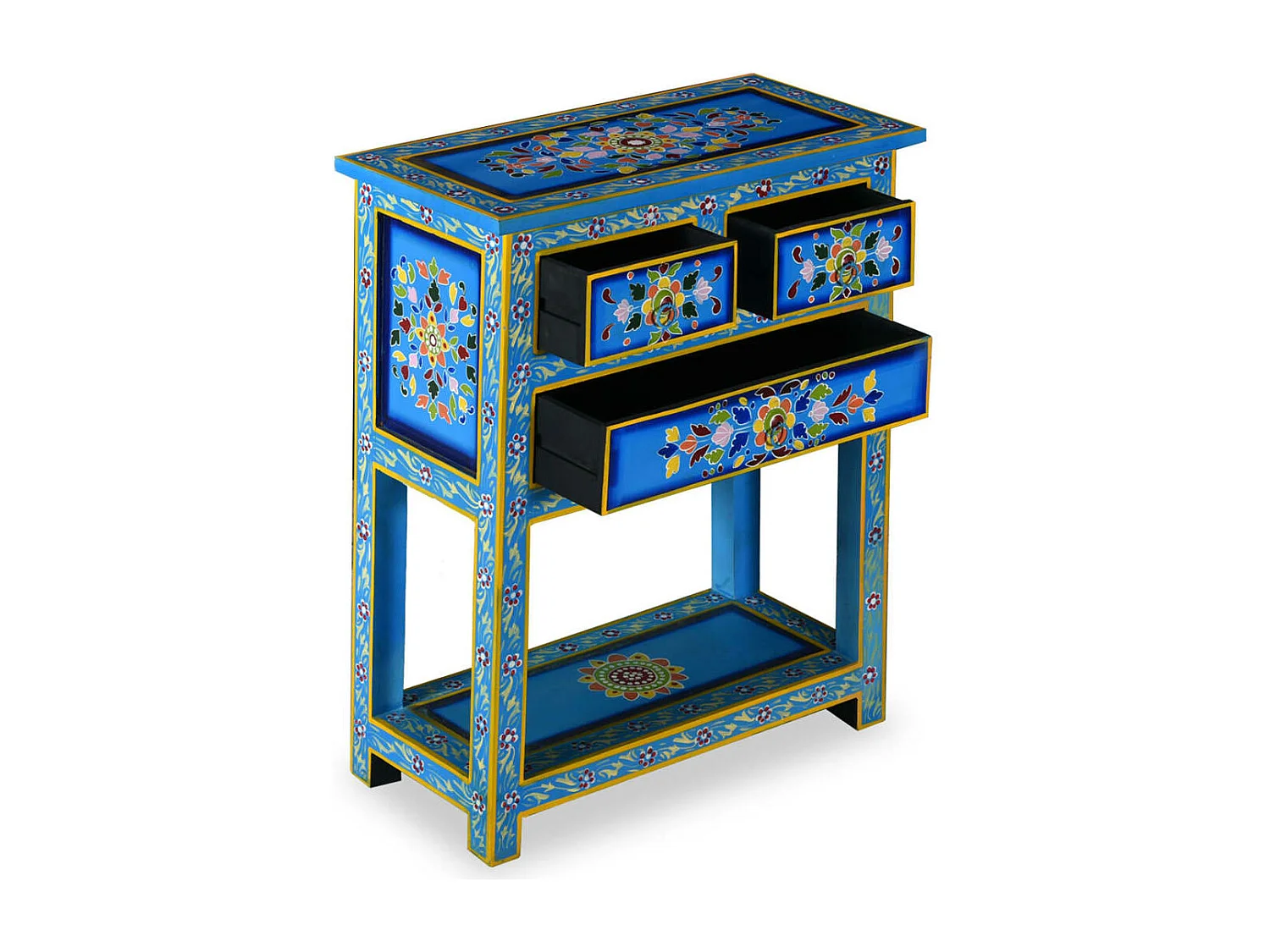 Buffet avec tiroirs Bois massif de manguier Peinture turquoise