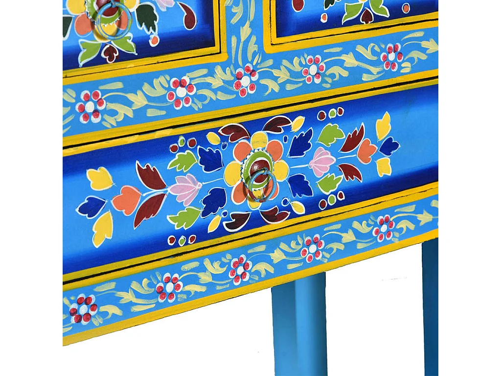 Buffet avec tiroirs Bois massif de manguier Peinture turquoise