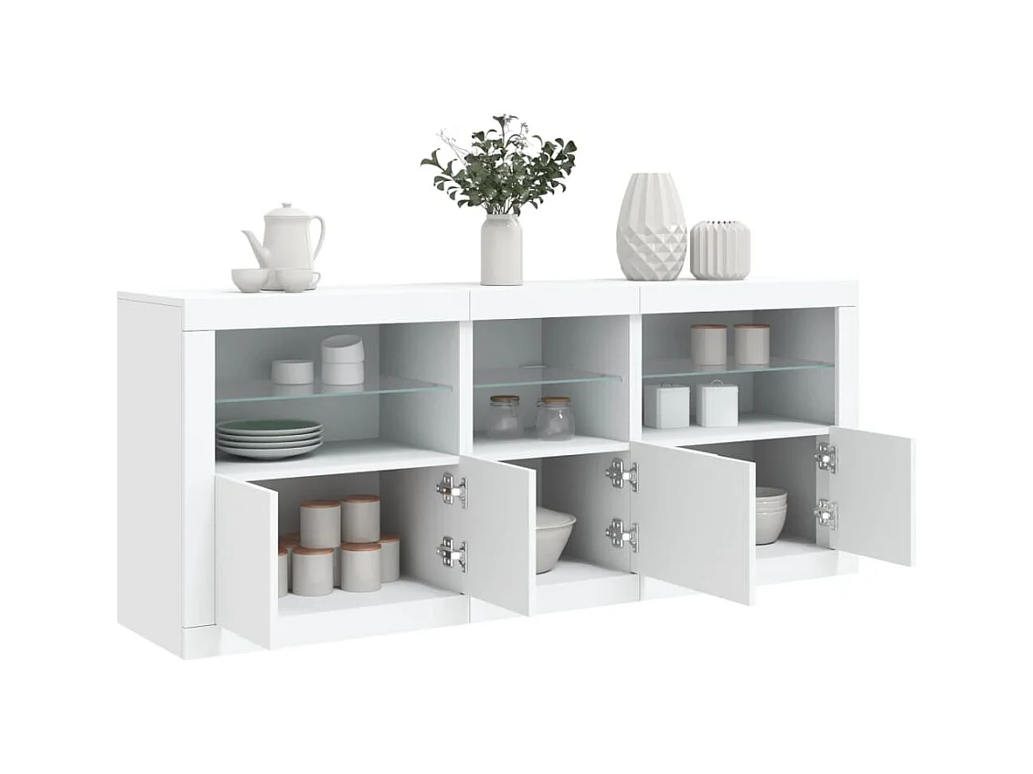 Aparador com luzes LED 162x37x67 cm branco