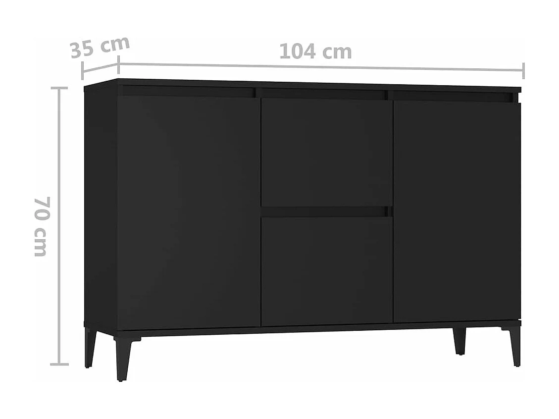 Buffet Noir 104x35x70 cm Aggloméré