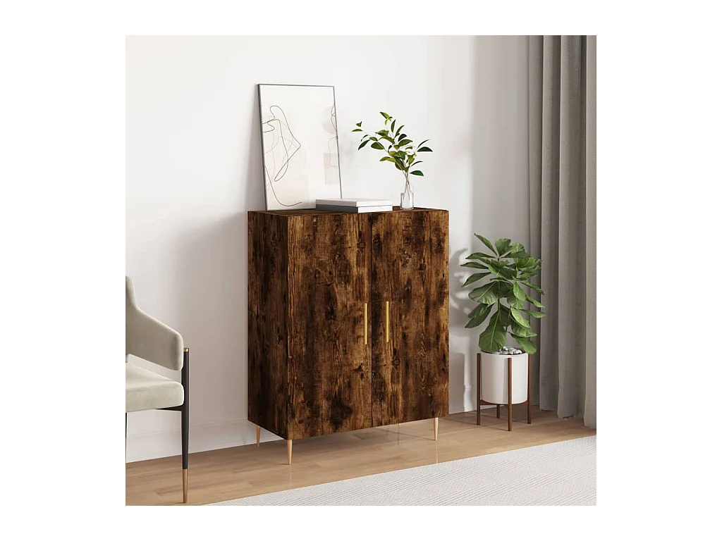 Buffet chêne fumé 69,5x34x90 cm bois d'ingénierie