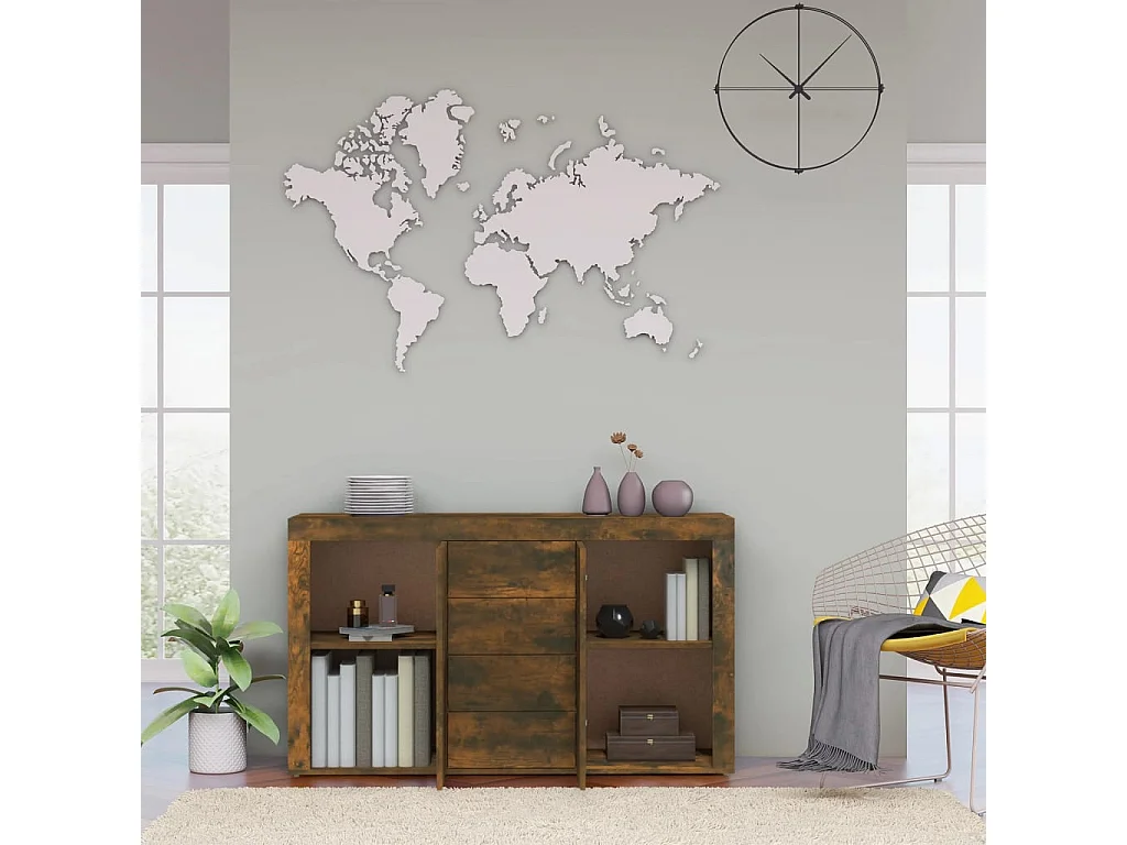 Aparador madera contrachapada color roble ahumado 120x36x69 cm