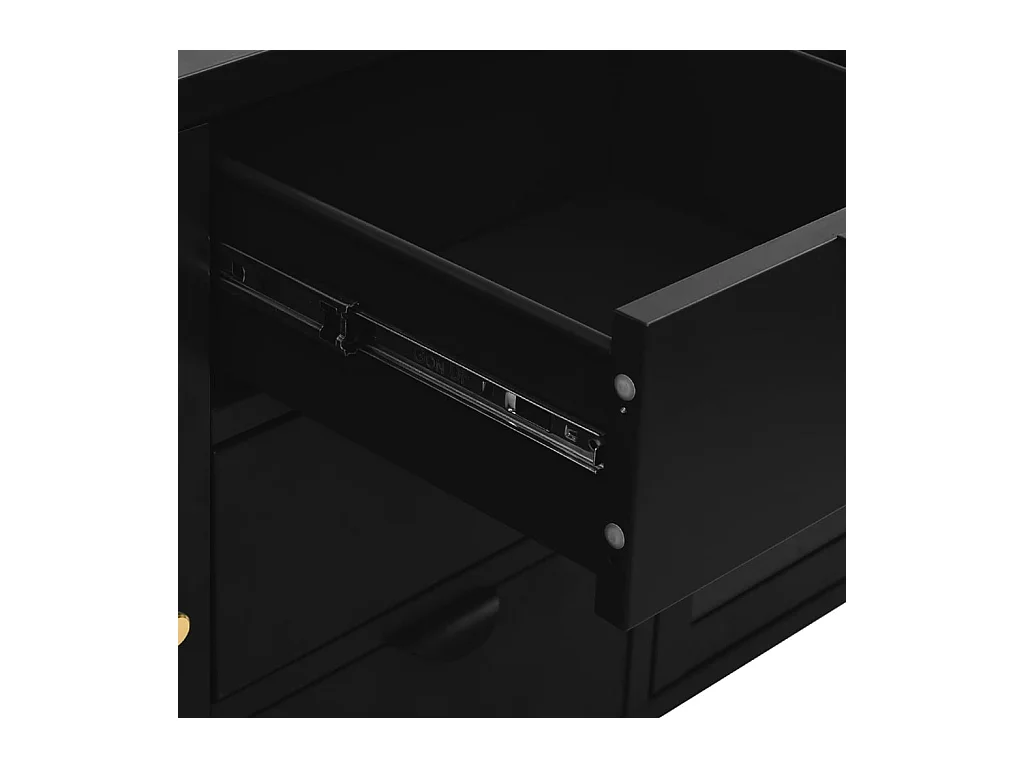 Buffet Noir 105x35x70 cm Acier et verre trempé