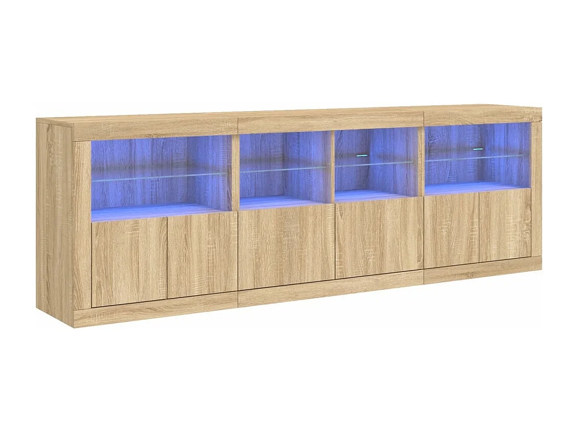 Buffet avec lumières LED chêne sonoma 202x37x67 cm