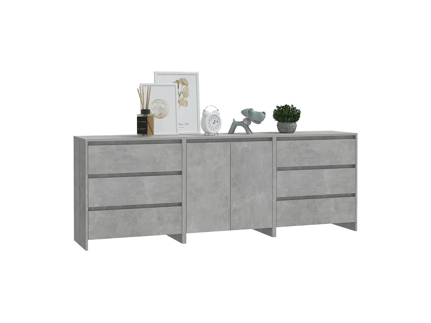 Buffets 3 pièces Gris béton Bois d'ingénierie