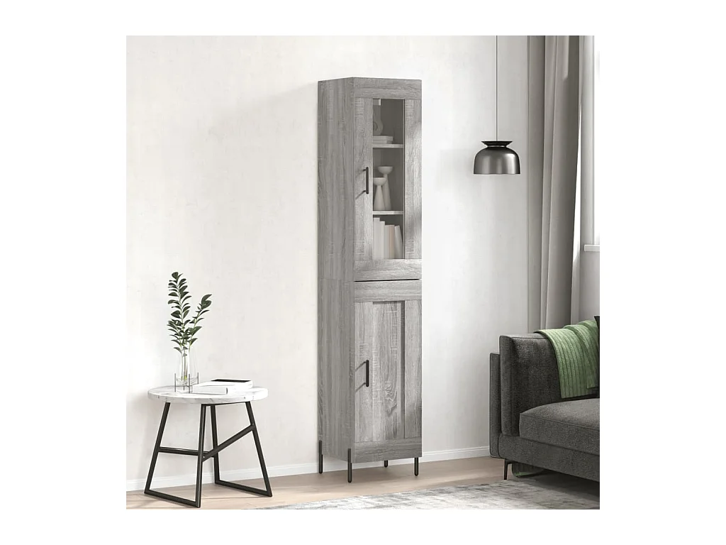 Hoge kast 34,5x34x180 cm bewerkt hout grijs sonoma eikenkleurig