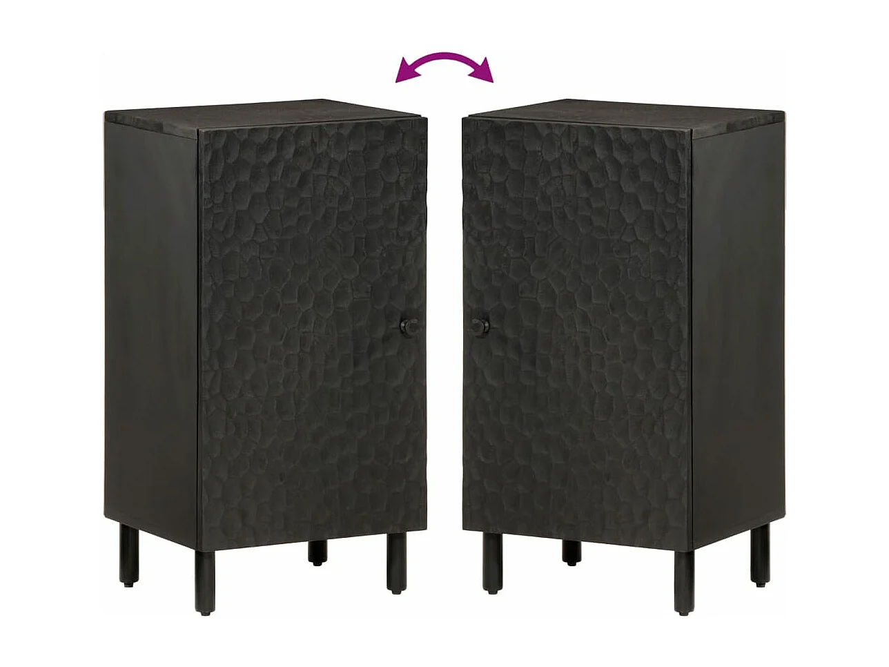 Armoire latérale noir 40x33x75 cm bois massif de manguier