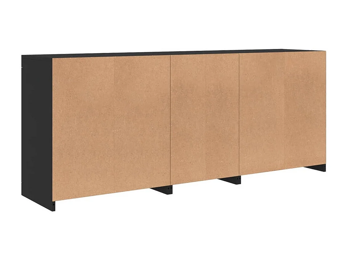 Buffet avec lumières LED noir 162x37x67 cm