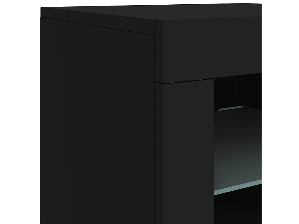 Buffet avec lumières LED noir 162x37x67 cm
