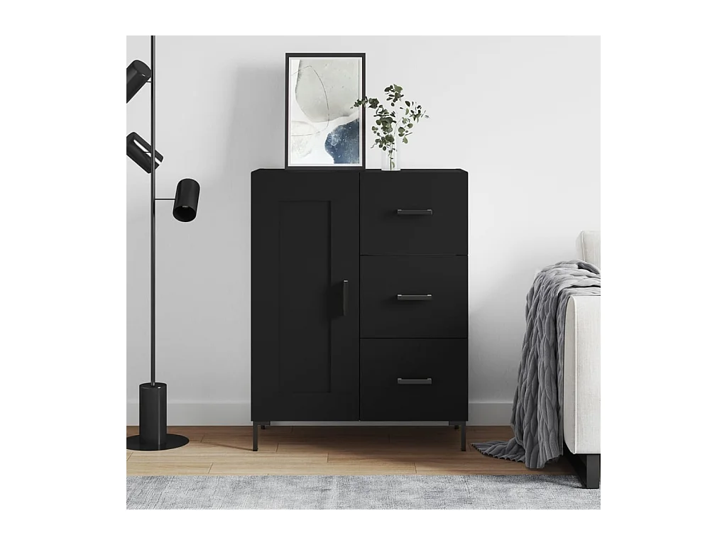 Buffet noir 69,5x34x90 cm bois d'ingénierie