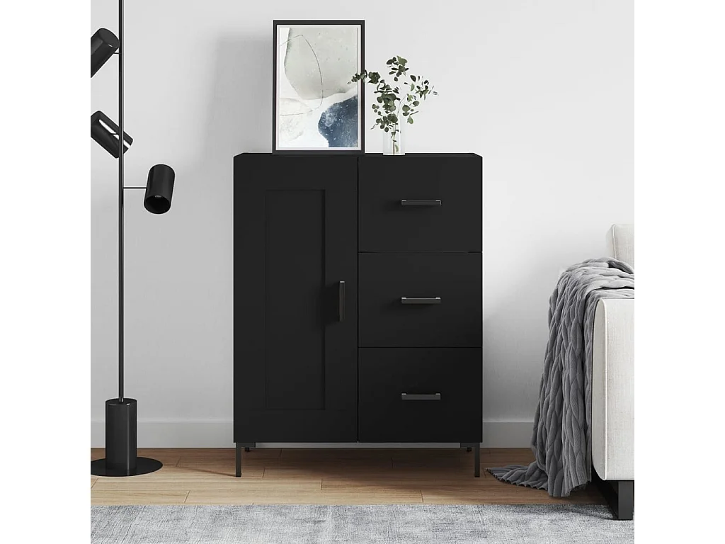 Buffet noir 69,5x34x90 cm bois d'ingénierie