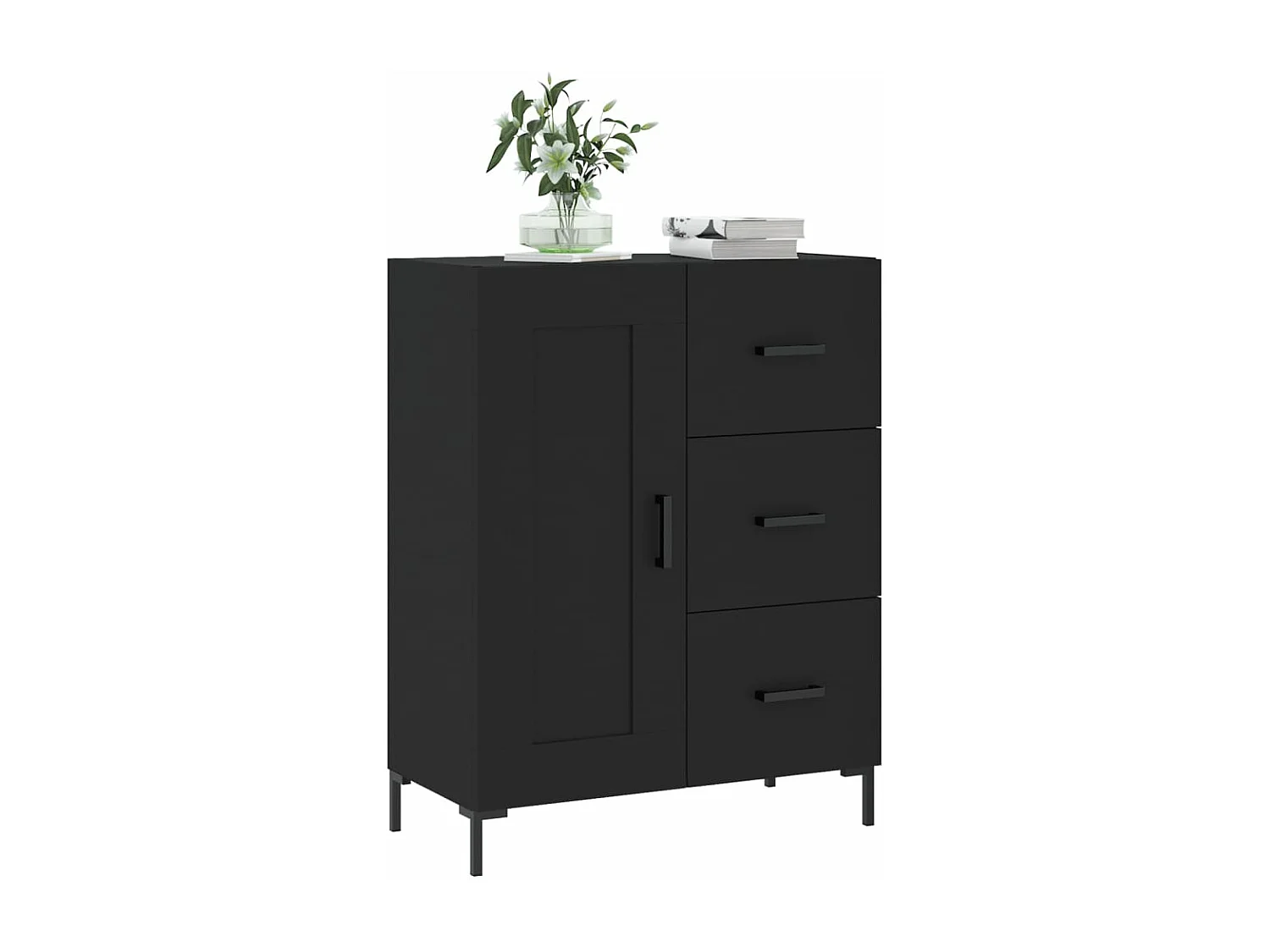 Buffet noir 69,5x34x90 cm bois d'ingénierie