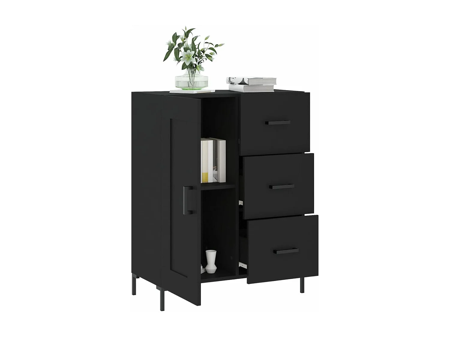 Buffet noir 69,5x34x90 cm bois d'ingénierie