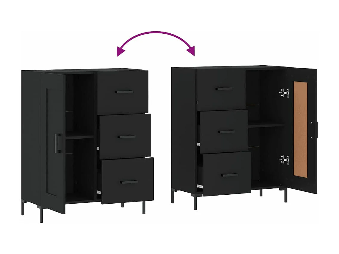 Buffet noir 69,5x34x90 cm bois d'ingénierie