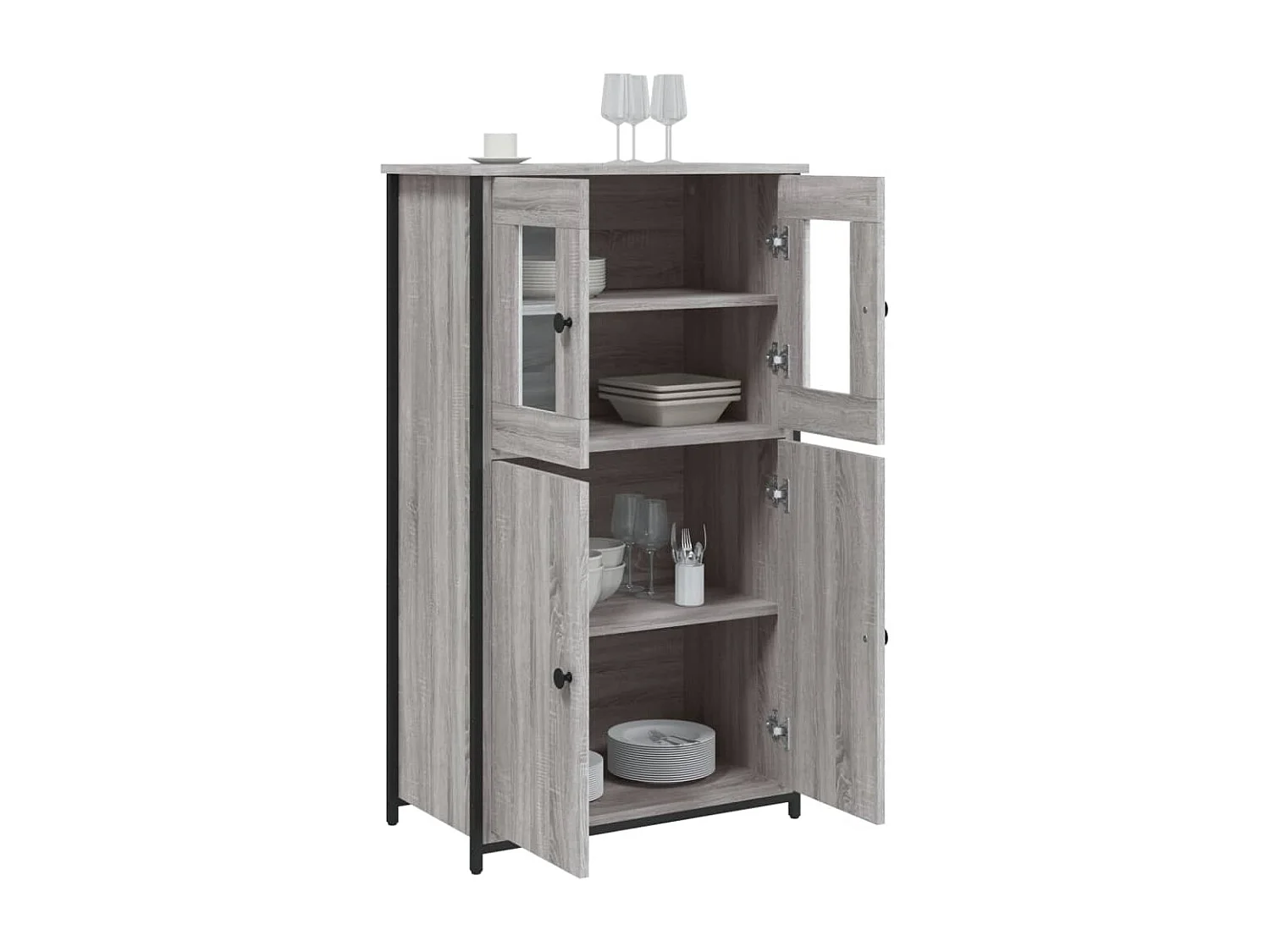 Buffet haut sonoma gris 62x32x106,5 cm bois d'ingénierie