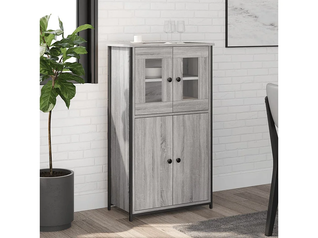 Aparador alto madera contrachapada gris Sonoma 62x32x106,5 cm