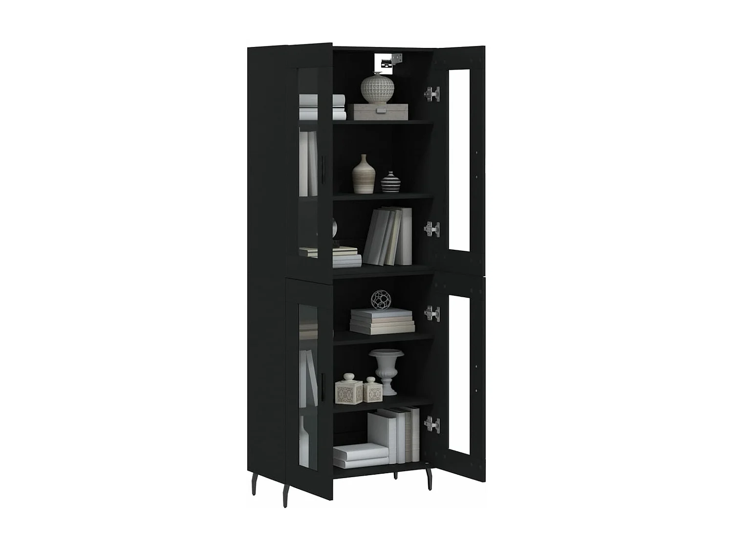 Buffet haut Noir 69,5x34x180 cm Bois d'ingénierie