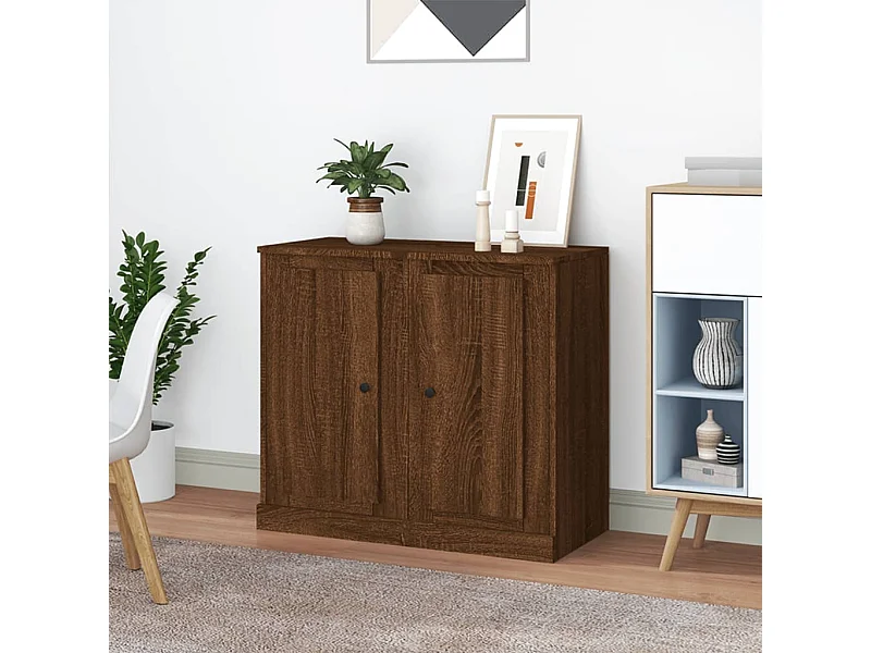 Buffets 2 pièces chêne marron 37,5x35,5x67,5 cm bois d'ingénierie