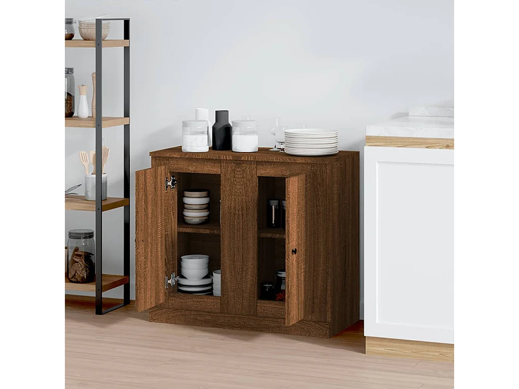 Buffets 2 pièces chêne marron 37,5x35,5x67,5 cm bois d'ingénierie