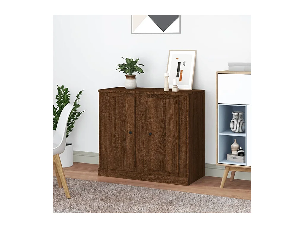 Buffets 2 pièces chêne marron 37,5x35,5x67,5 cm bois d'ingénierie