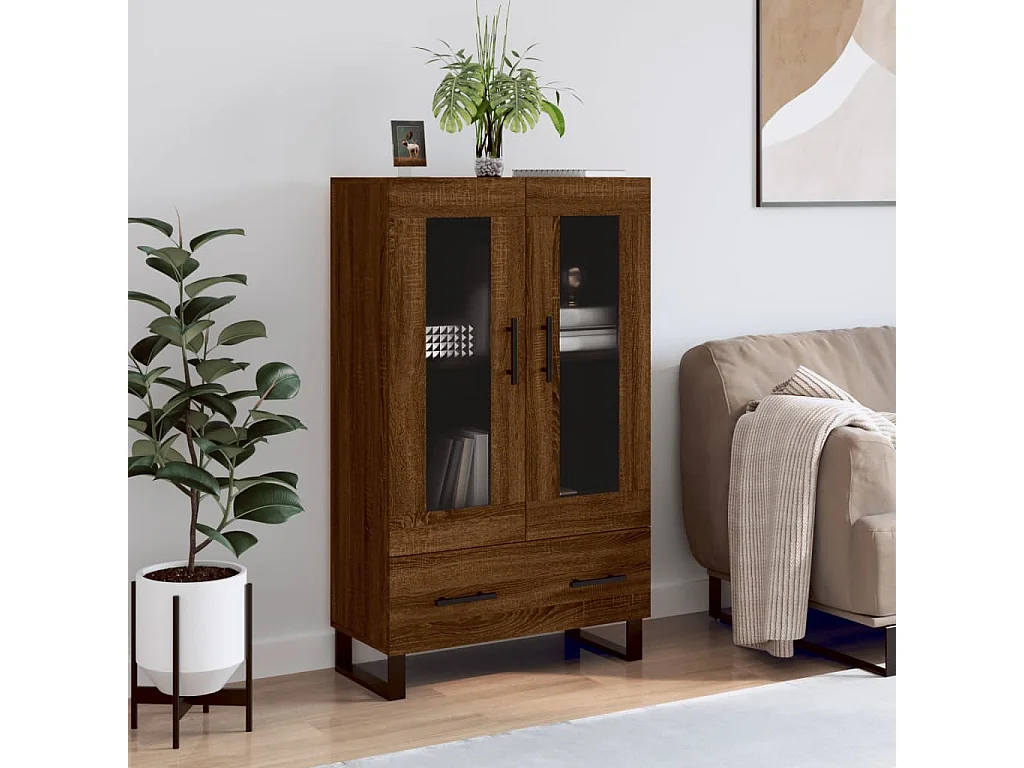 Buffet haut chêne marron 69,5x31x115 cm bois d'ingénierie