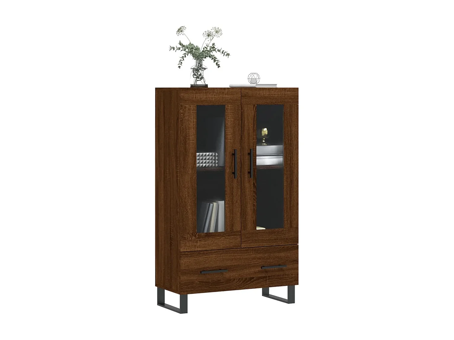 Buffet haut chêne marron 69,5x31x115 cm bois d'ingénierie