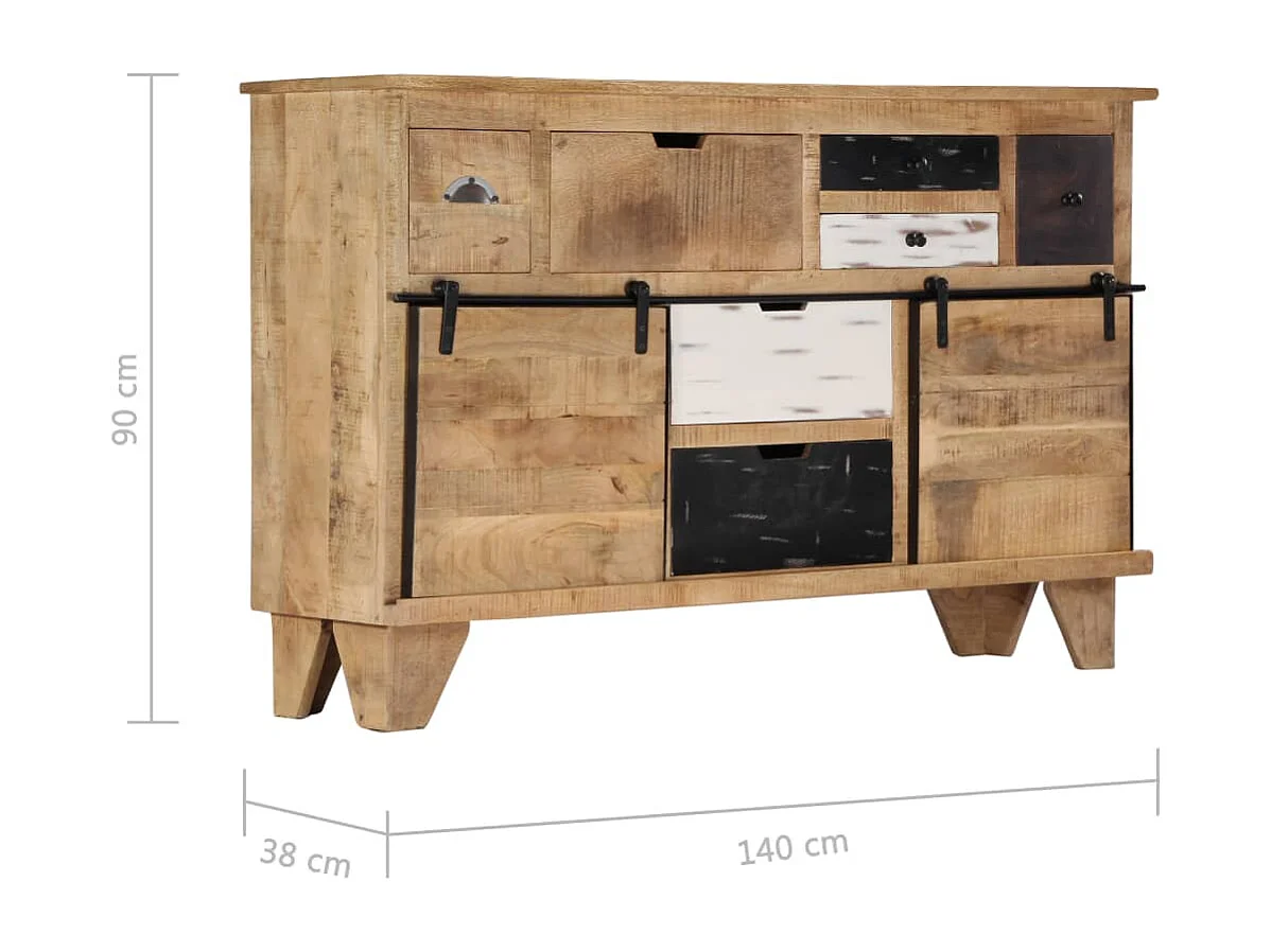 Buffet 140x38x90 cm Bois de manguier massif