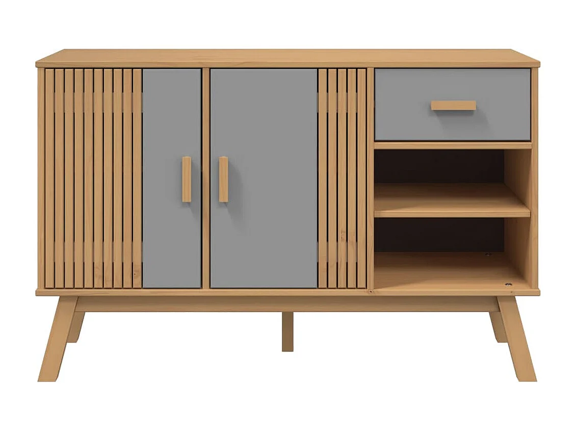 Aparador OLDEN madera maciza pino gris y marrón 114x43x73,5 cm