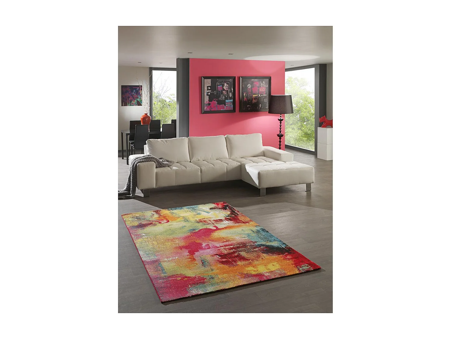 tapis salon 160x230 tissé multicolore rectangle motif géométrique JOLIA 4