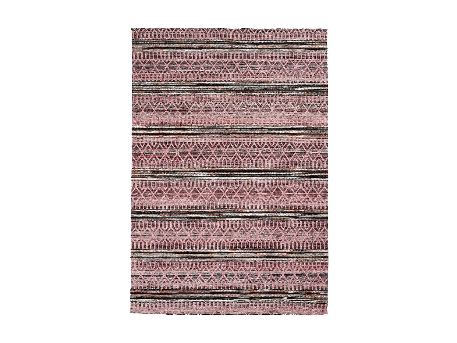 tapis salon 160x230 fait à la main rose rectangle motif ethnique VORELA