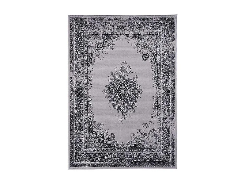 Tapis oriental 160x230 rectangle noir tissé motif ethnique LYN1 VINTOR