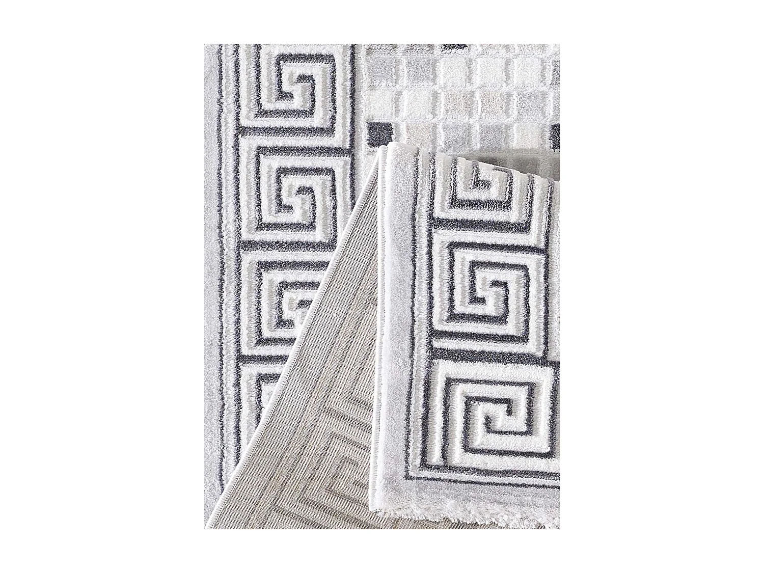 tapis de couloir 80x300 tissé gris clair rectangle motif géométrique LYN7 BERIM