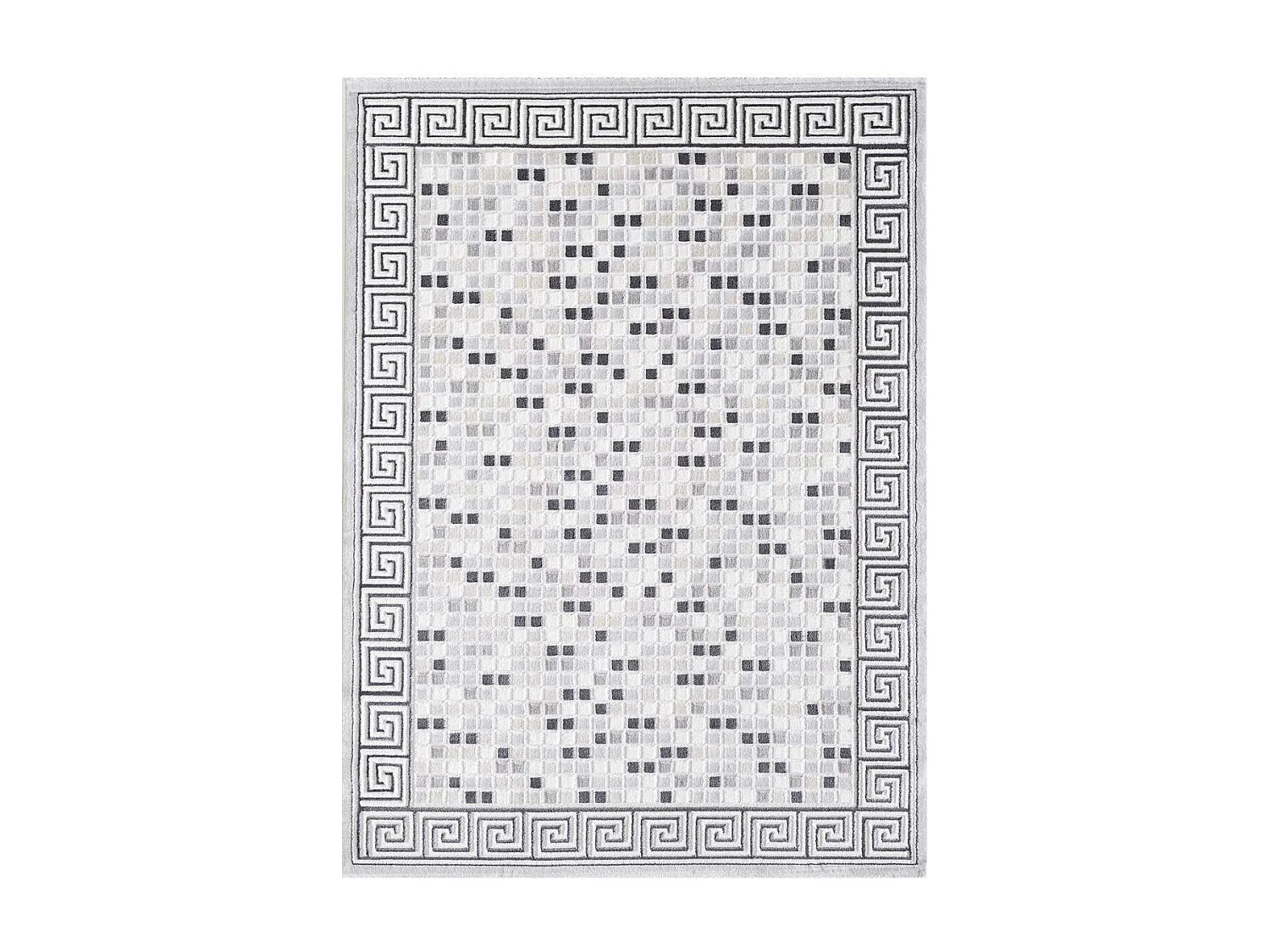 tapis de couloir 80x300 tissé gris clair rectangle motif géométrique LYN7 BERIM