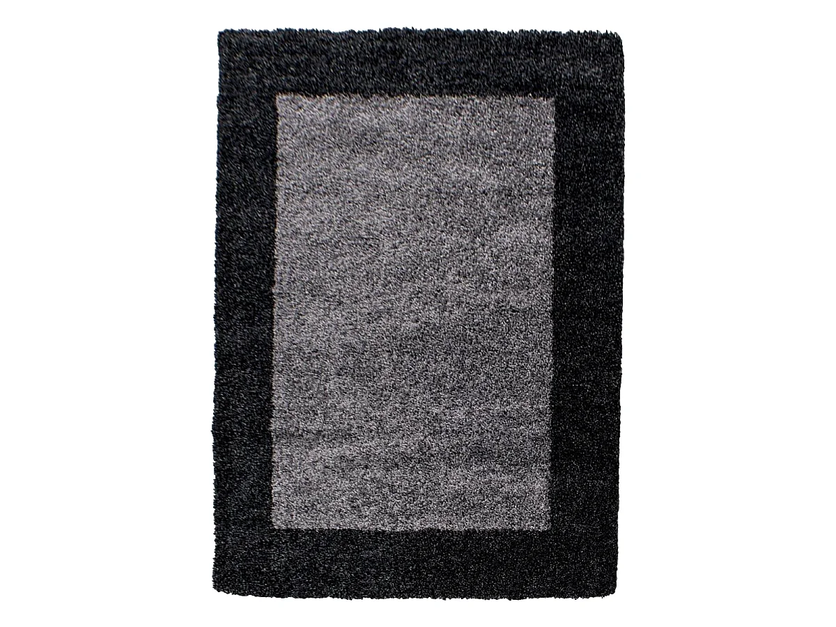 Tapis poils longs shaggy 160x230 rectangle tissé gris et anthracite