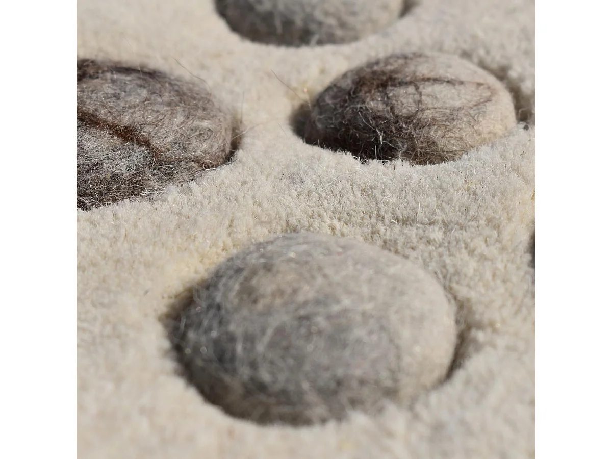 tapis entrée 120x170 fait à la main en laine beige et gris motif simple