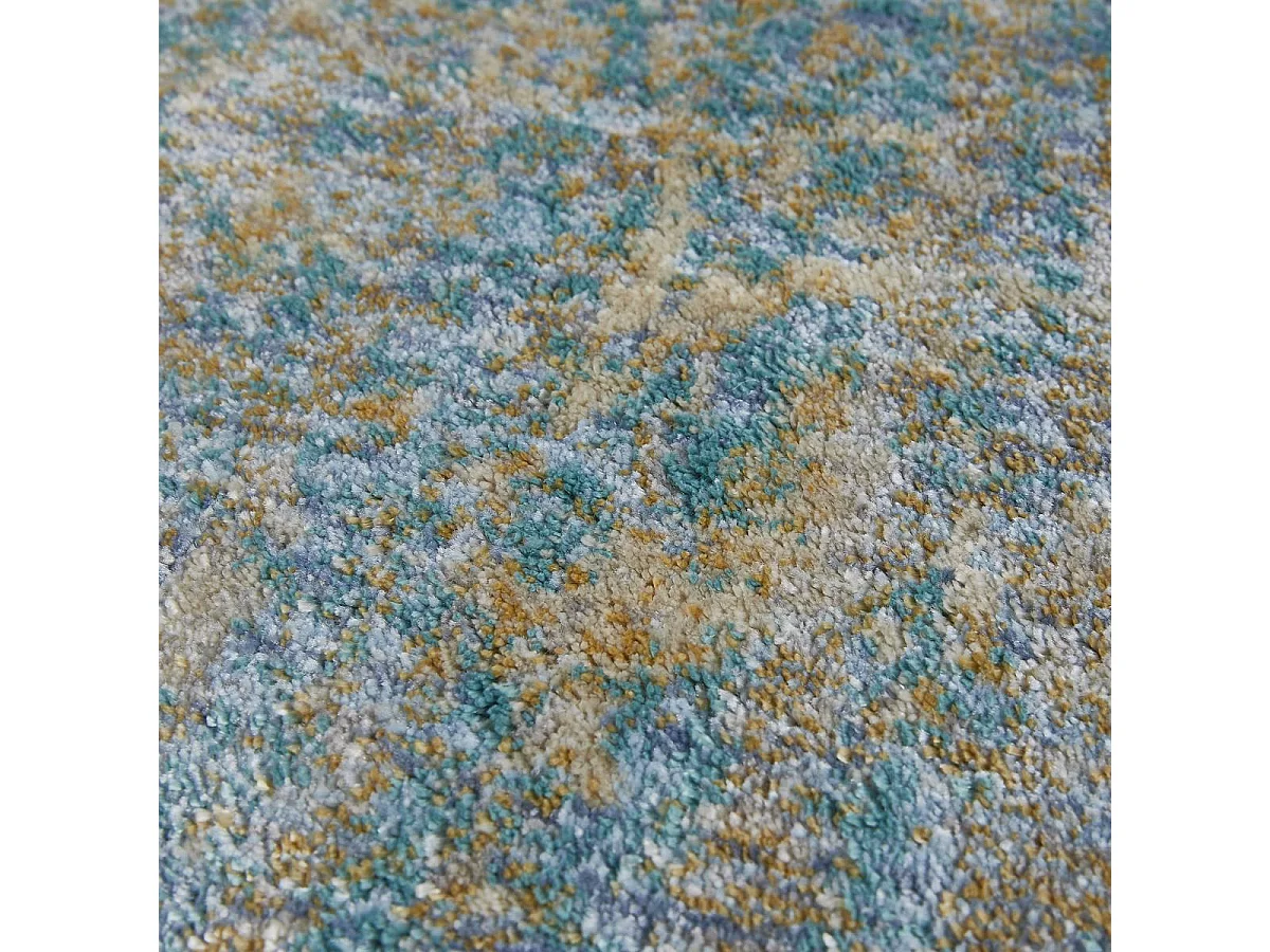 tapis chambre 133x190 tissé bleu et gris rectangle motif abstrait BELANO