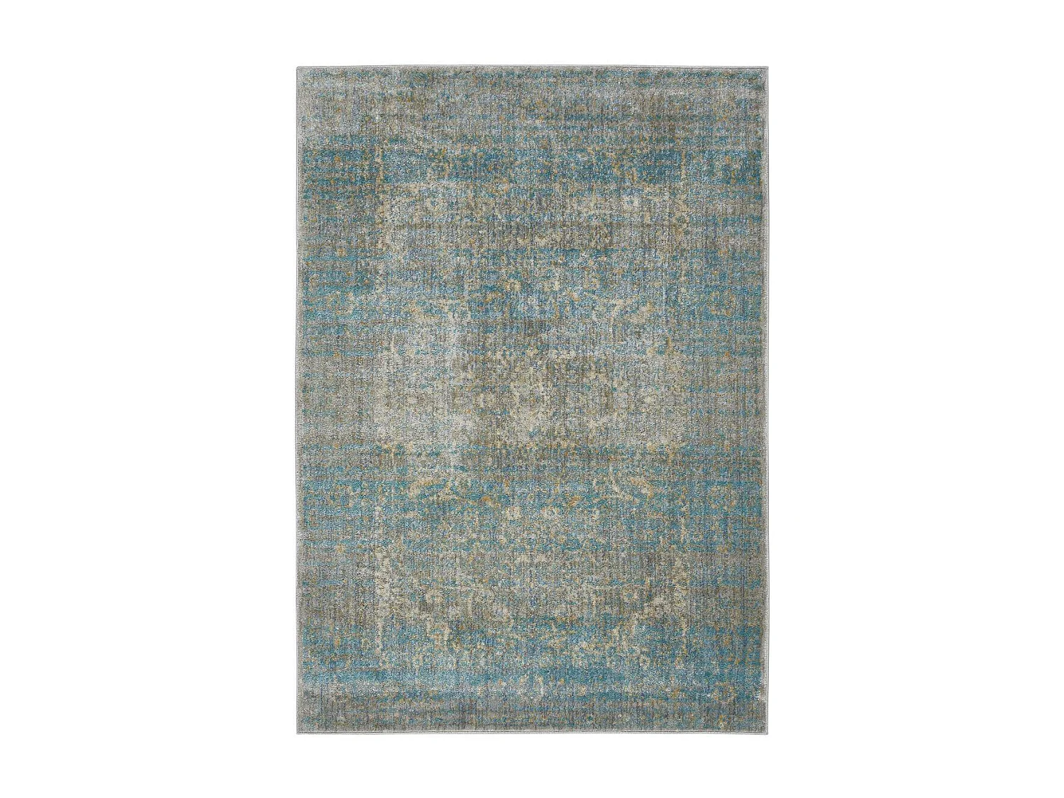 tapis chambre 133x190 tissé bleu et gris rectangle motif abstrait BELANO
