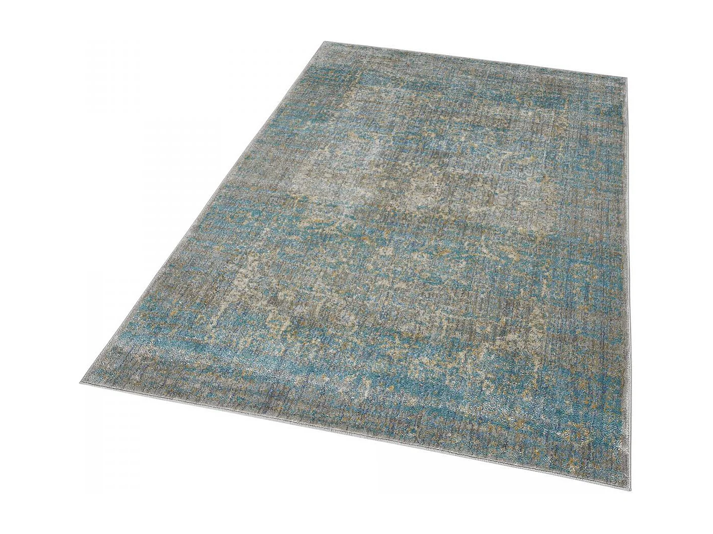 tapis chambre 133x190 tissé bleu et gris rectangle motif abstrait BELANO