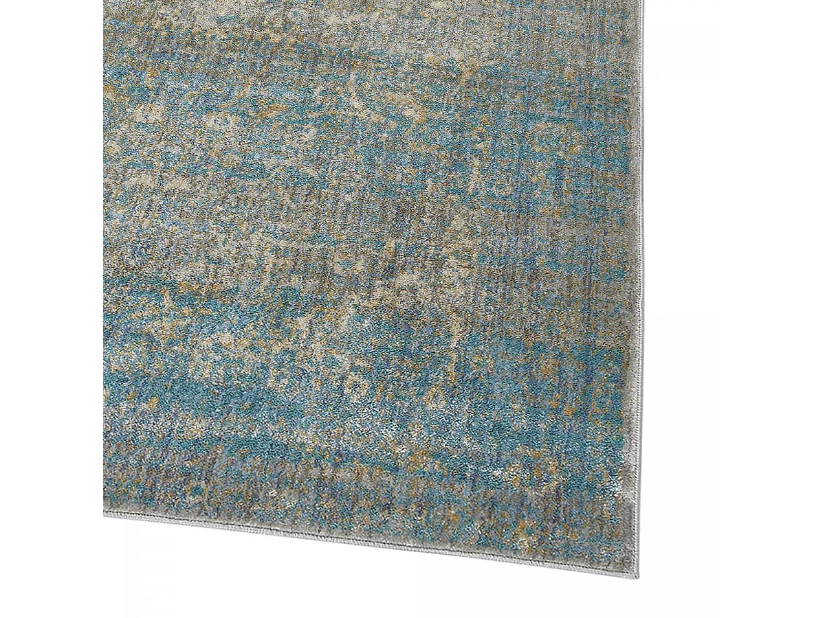 tapis chambre 133x190 tissé bleu et gris rectangle motif abstrait BELANO