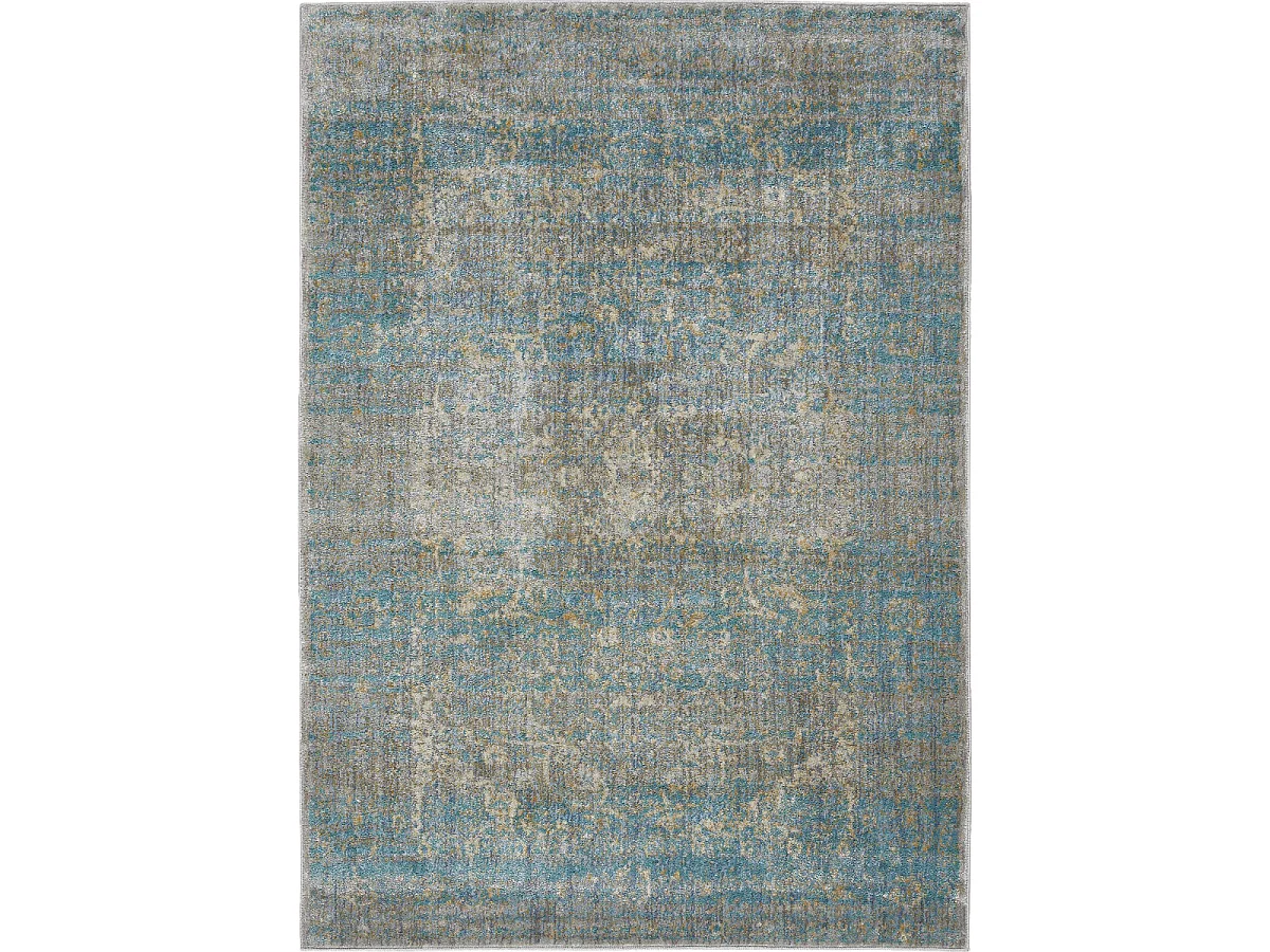 tapis chambre 133x190 tissé bleu et gris rectangle motif abstrait BELANO