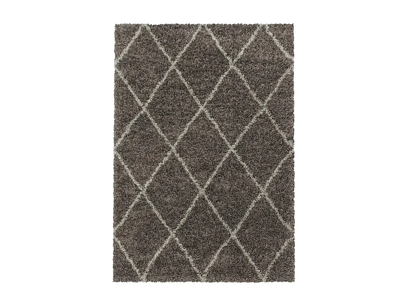 Tapis berbère 120x170 tissé motif losange SHAGGY A taupe