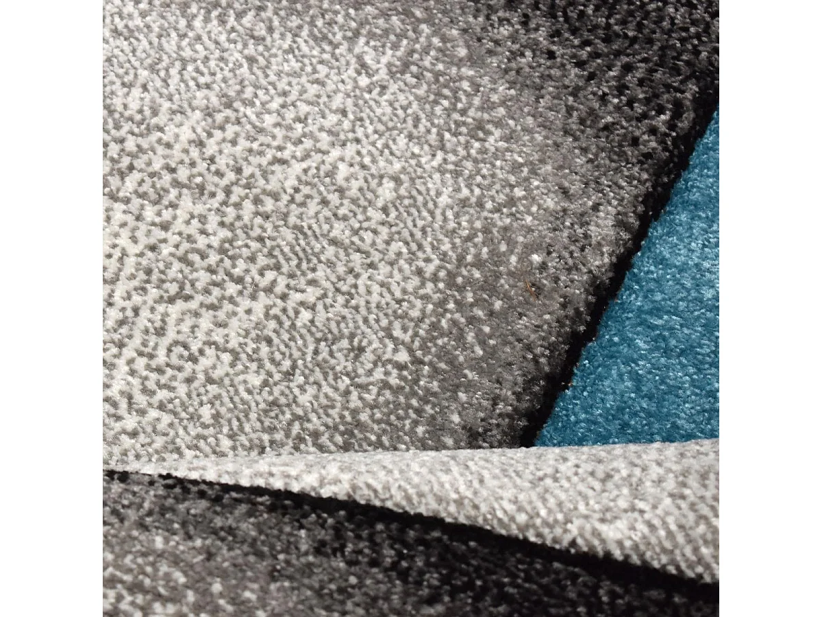 tapis salle à manger 200x290 tissé turquoise rectangle motif géométrique PAR 3D