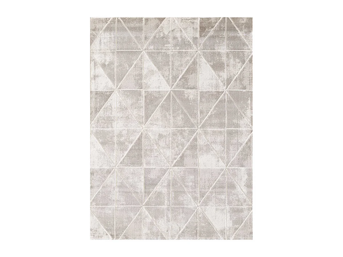 tapis salon 160x220 tissé crème rectangle motif géométrique LYN7 VOLITRO