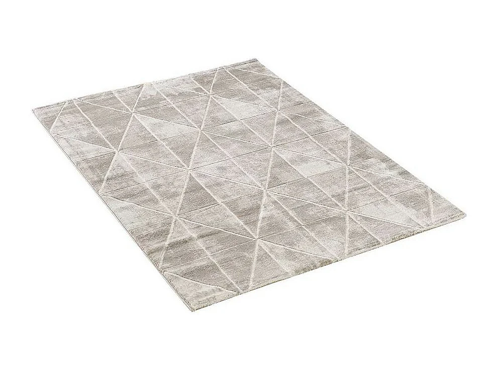tapis salon 160x220 tissé crème rectangle motif géométrique LYN7 VOLITRO