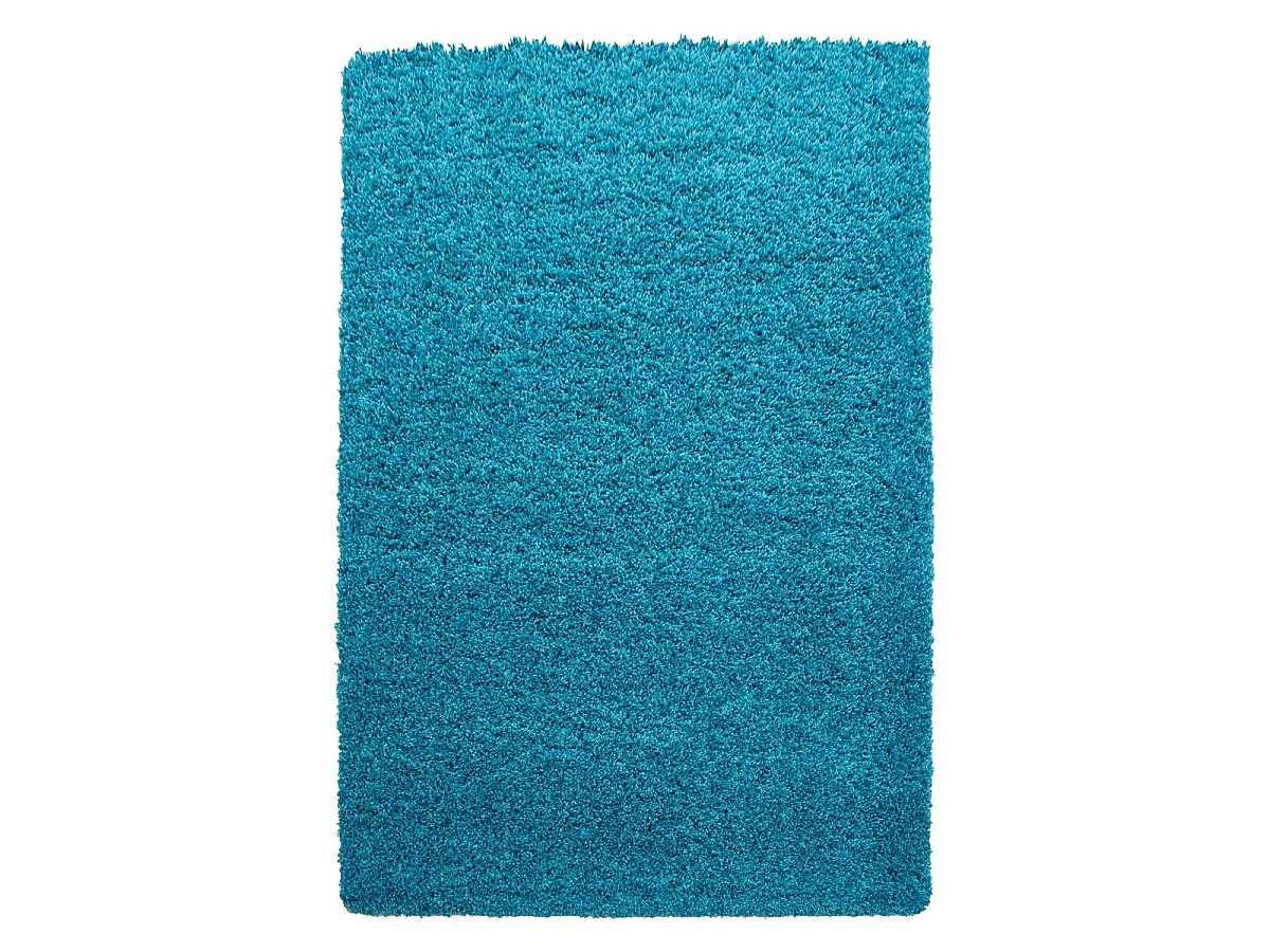 Tapis poils longs shaggy Ø120cm rond tissé bleu motif uni UNI C