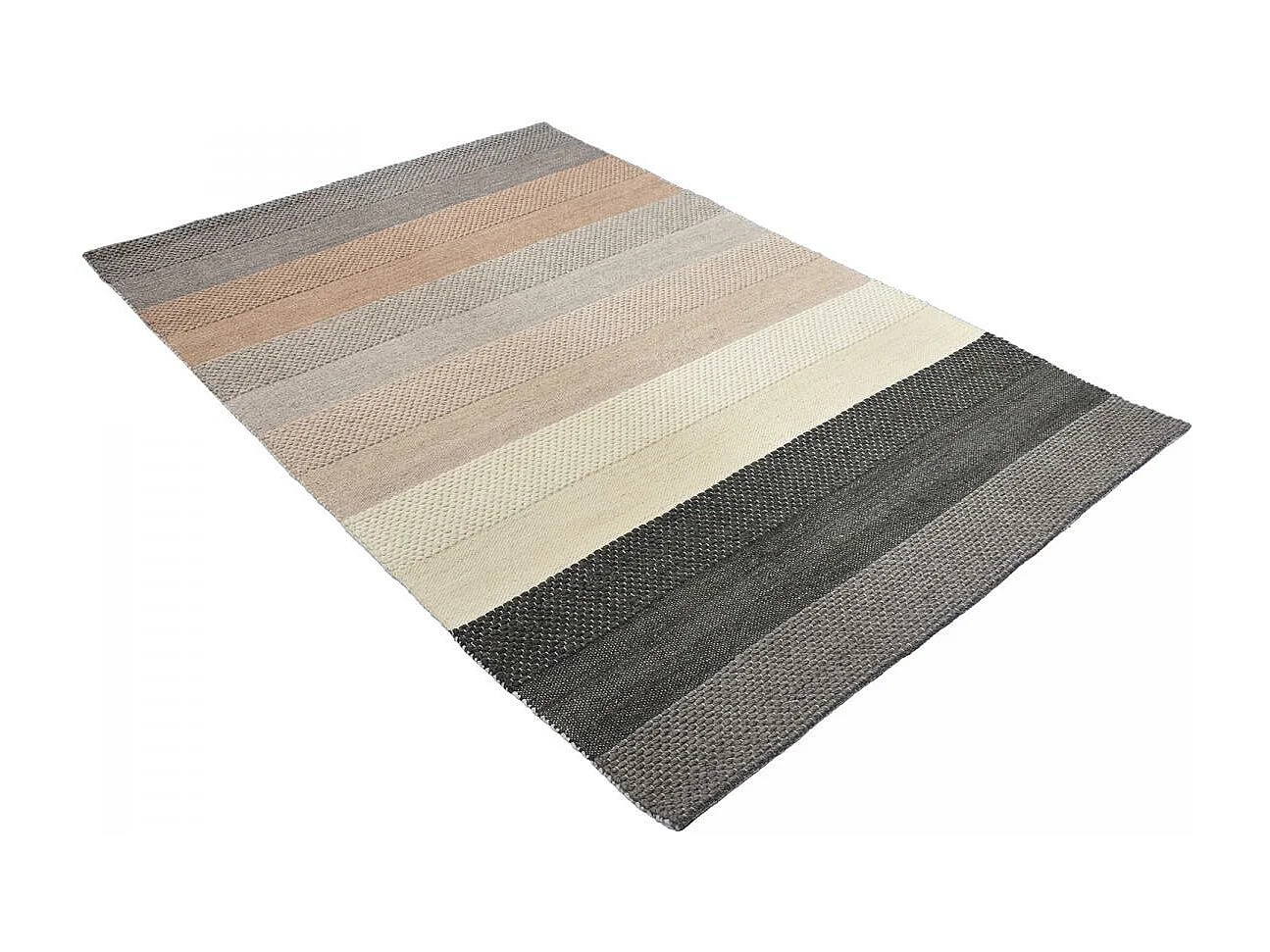 Tapis kilim 200x290 rectangle fait à la main en laine beige et bleu