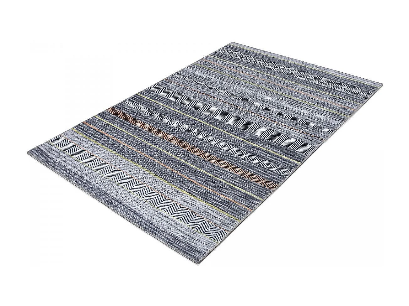 tappeto per camera 150x230 tessuto rettangolare grigio e arancione modello etnico NOBASTA