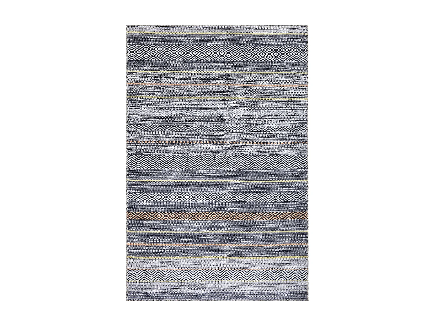 tappeto per camera 150x230 tessuto rettangolare grigio e arancione modello etnico NOBASTA