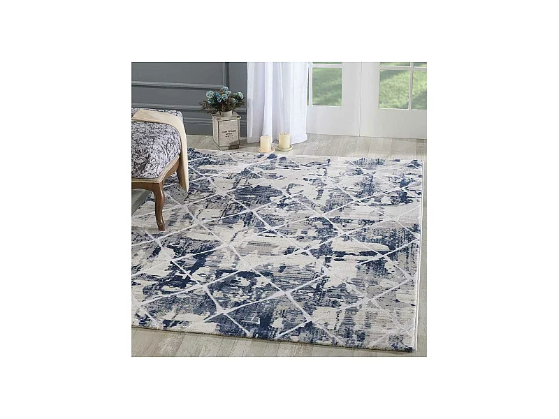 tapis chambre 80x150 tissé crème rectangle motif géométrique LYN7 DUSTY