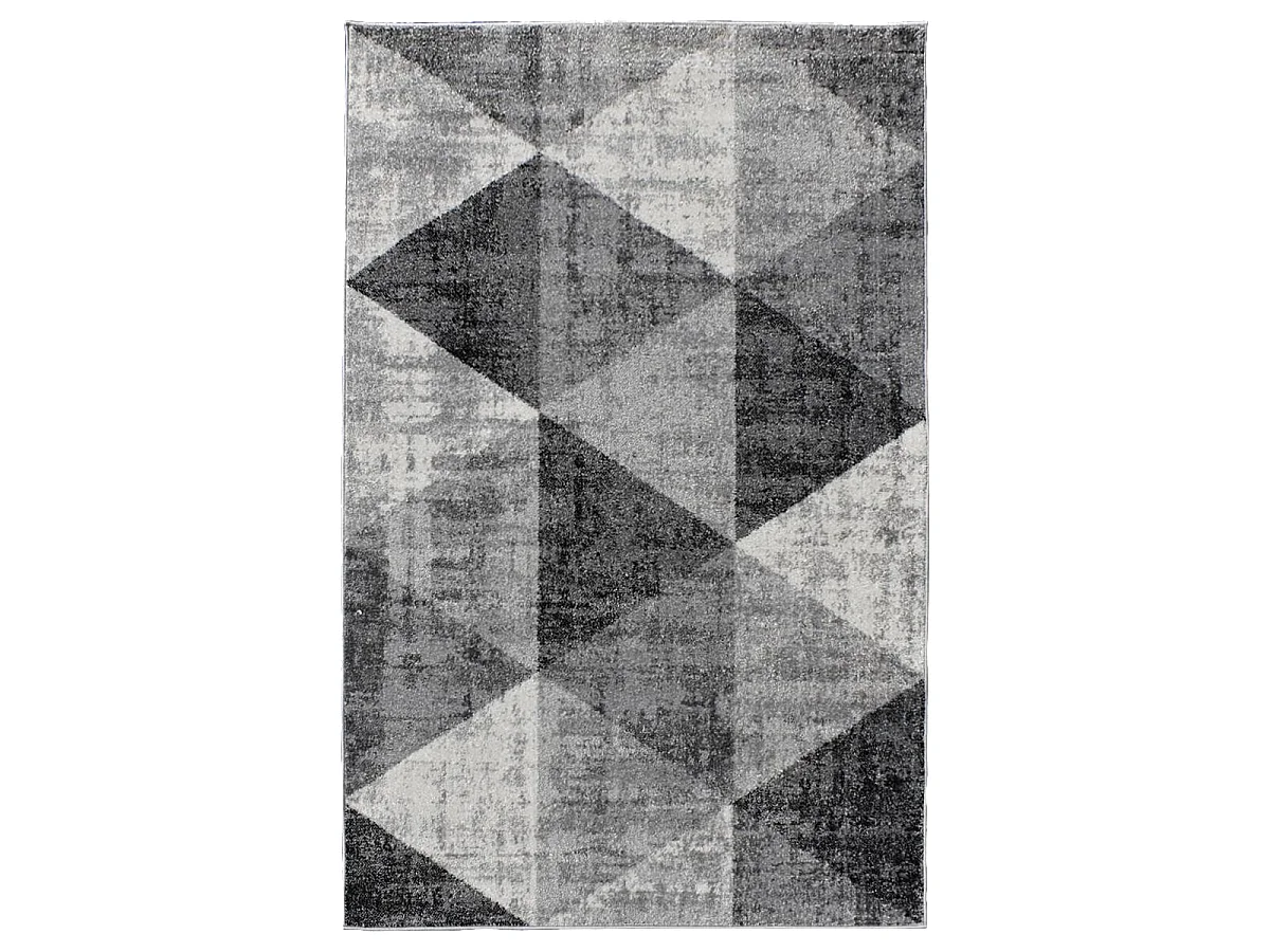 tapis entrée 120x170 tissé gris et crème rectangle motif géométrique SOLTAM